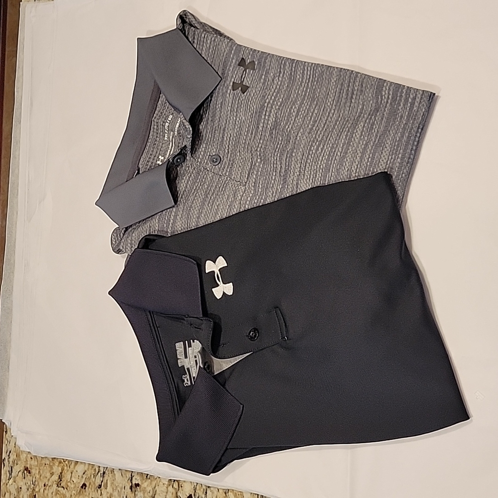 2 Under Armour boys size youth extra large black grey